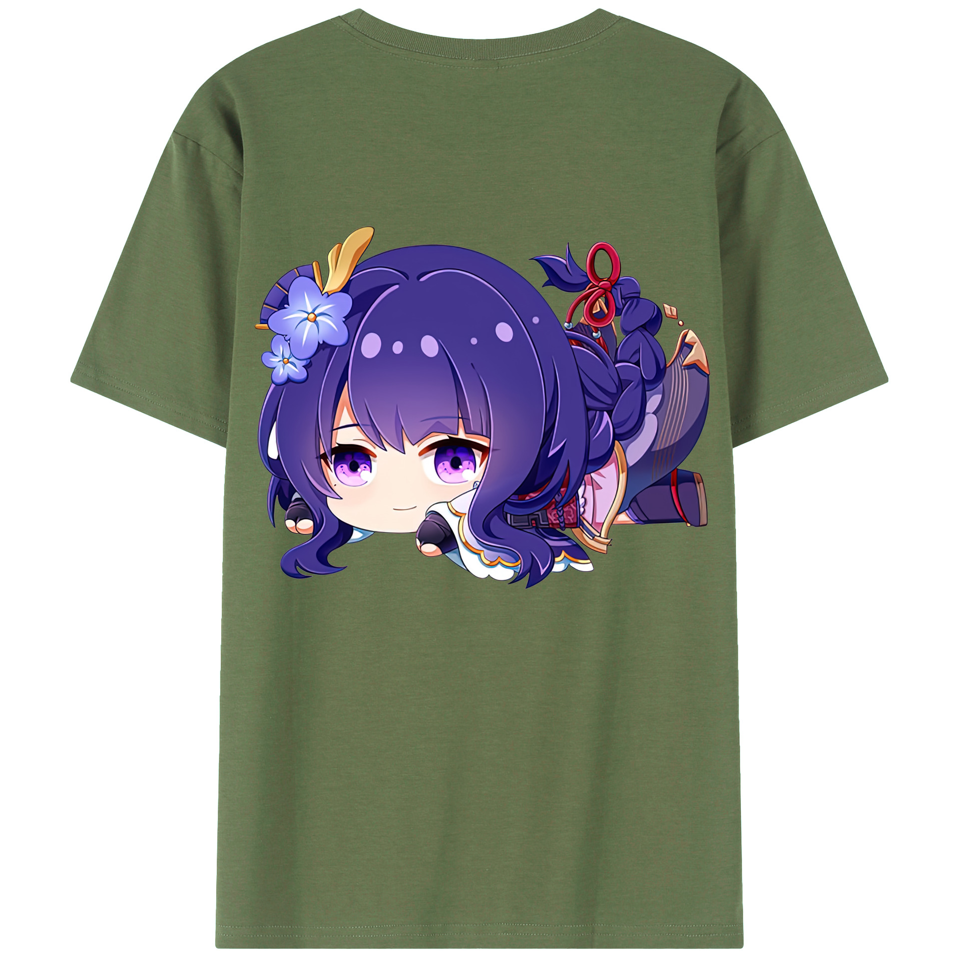 げんし神 雷電将軍 らいでんしょうぐん genshin Raiden Shogun 綿100％ メンズ半袖Tシャツ（バックプリント） 通気性